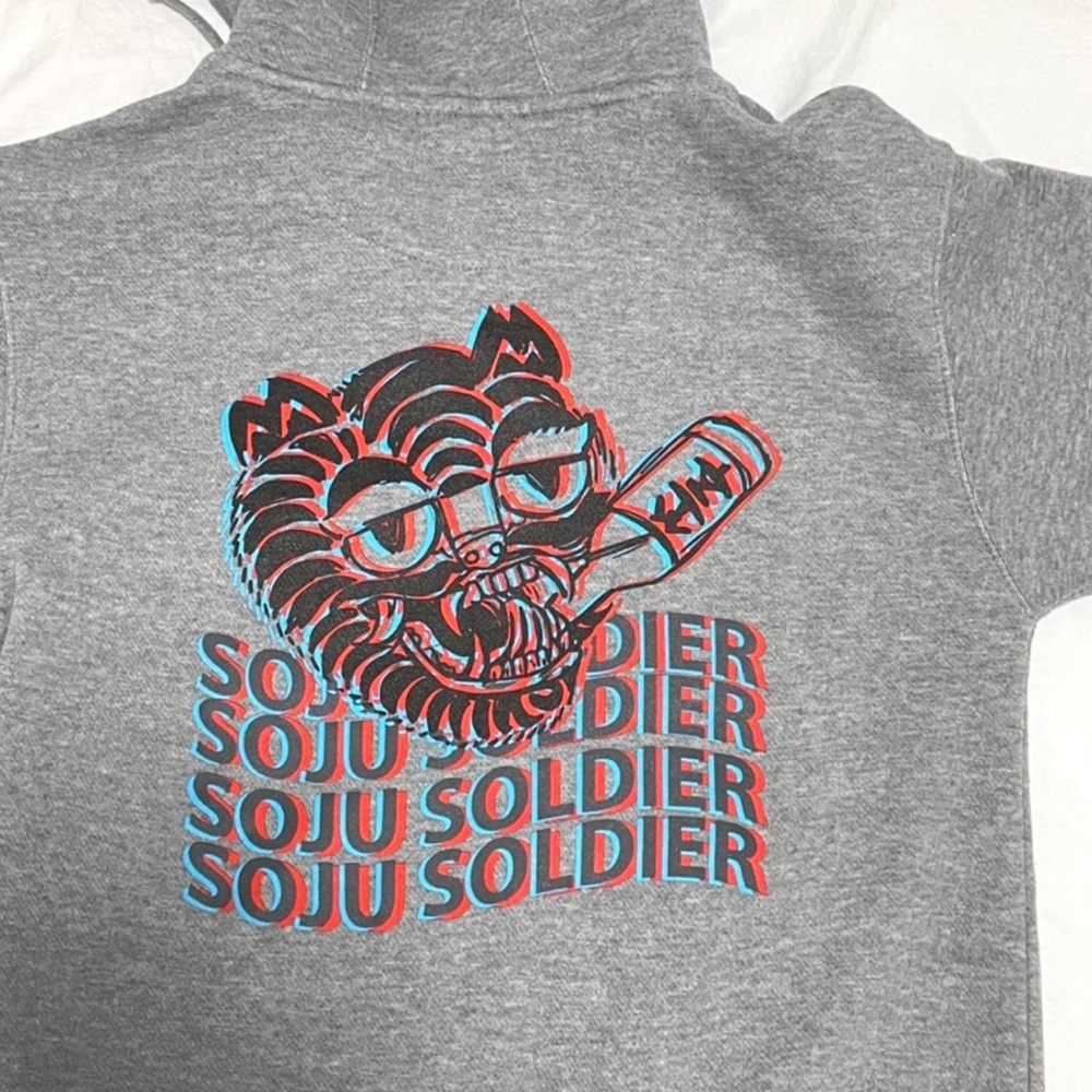 Grey Soju Soldier Zip Up Hoodie